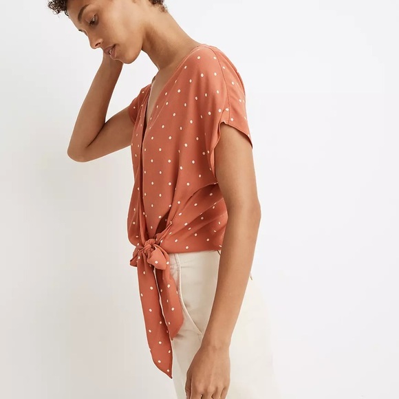 Madewell Tops - Madewell Polka Dot Sash-Tie Wrap Top